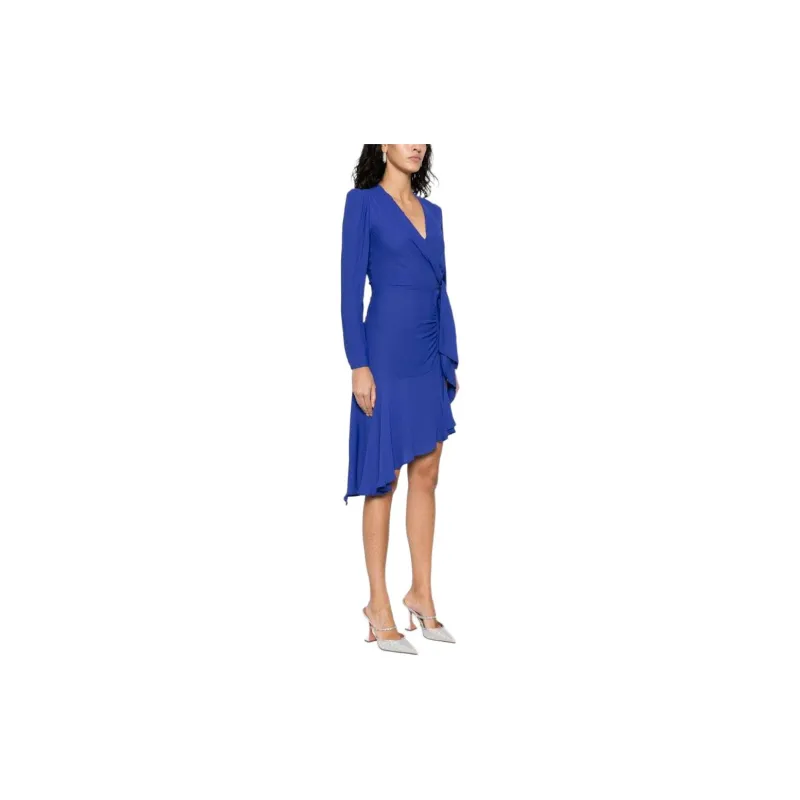 Elisabetta Franchi V Neck Asymmetric Midi Dress-3