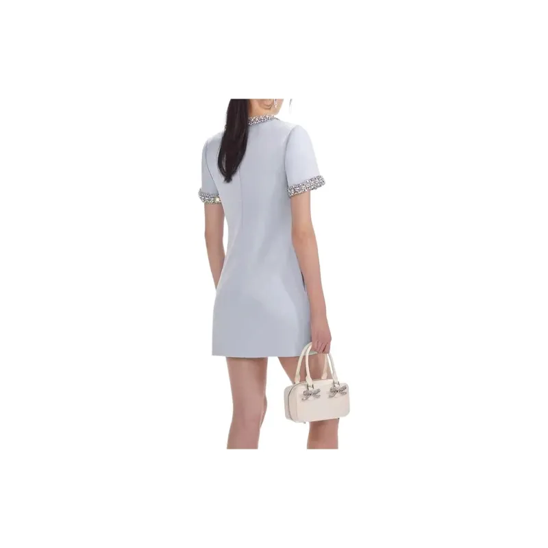Self portrait Short Sleeved Dresses Women's Misty Blue-1