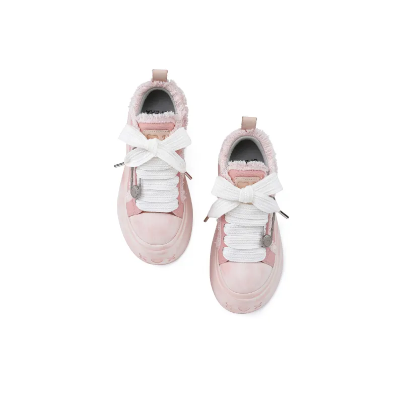 SOAP OPERA Wiping Color Series Skateboard Shoes Unisex Low Top White/Pink-3