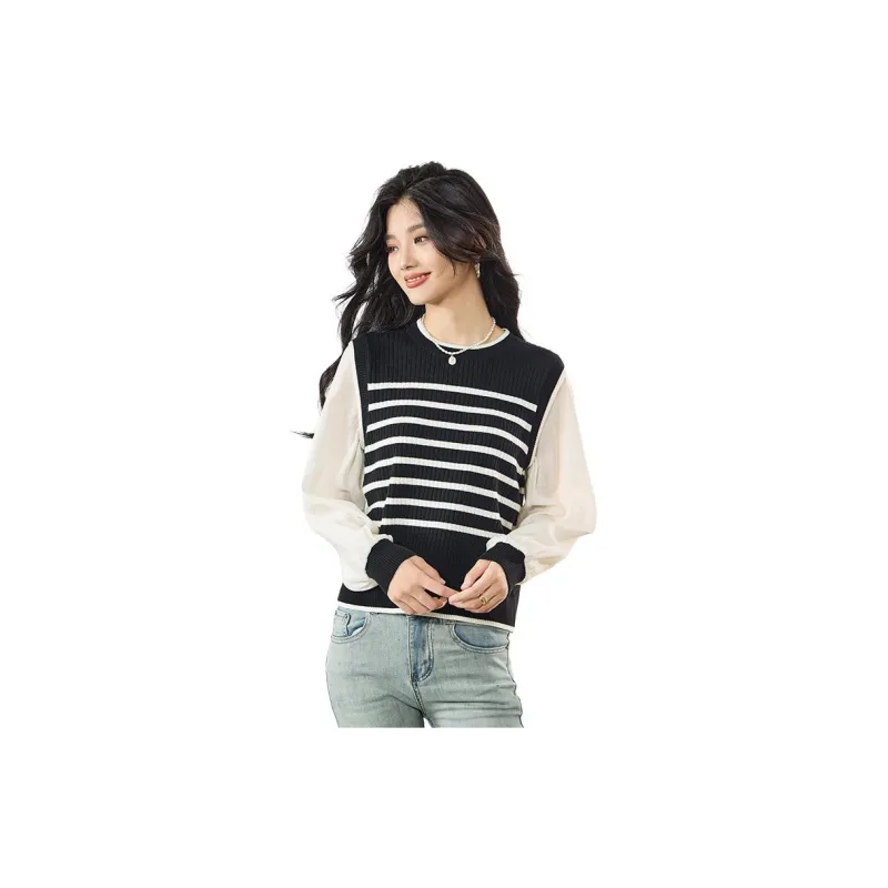 Yi Mengyuan Sweater Women's Black White-4