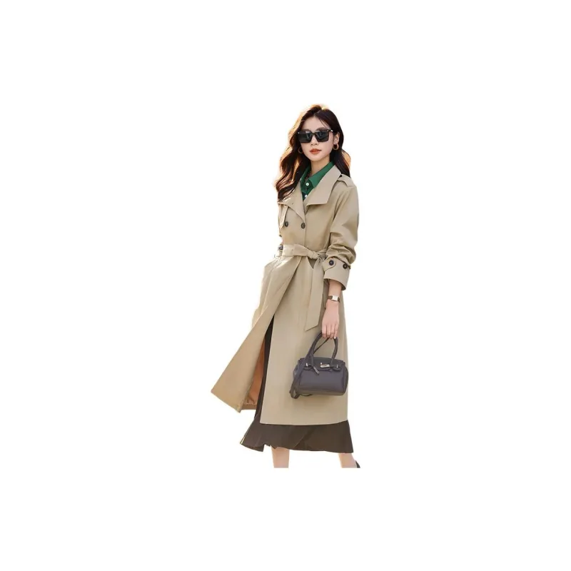 Yi Mengyuan Mid Length Trench Coat Women's Khaki-3