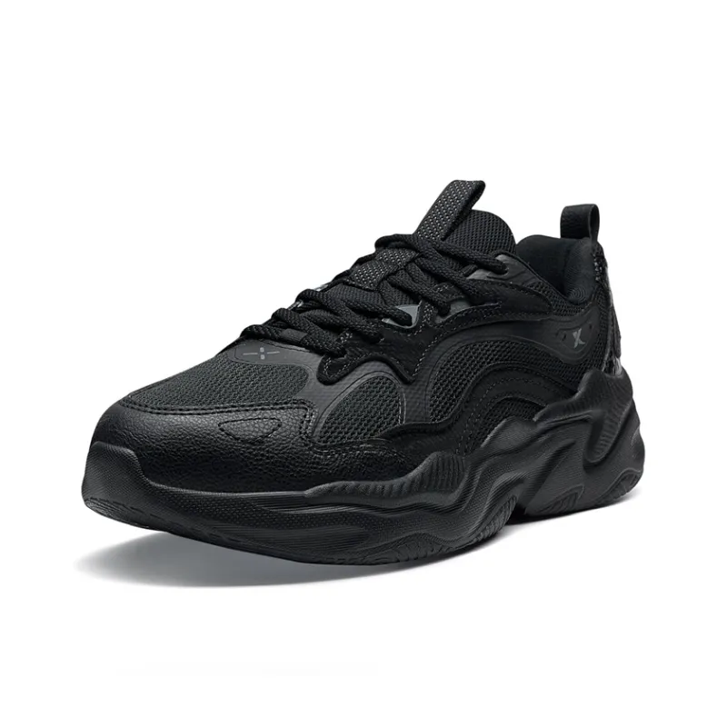 XTEP Coverage Height Increasing Abrasion Resistant Low Top Chunky Sneakers Men's Black-2