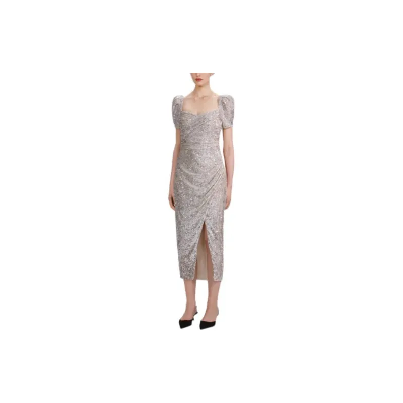 Self-portrait Short-Sleeved Dresses Women's Silver-1