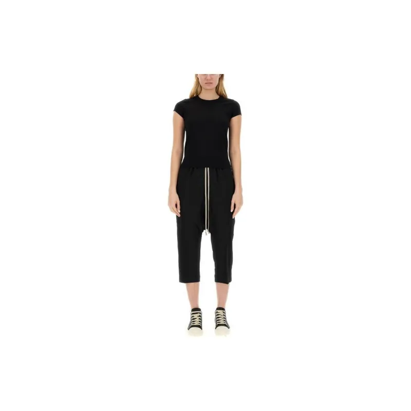 RICK OWENS Dropped Crotch Drawstring Cropped Trousers-3