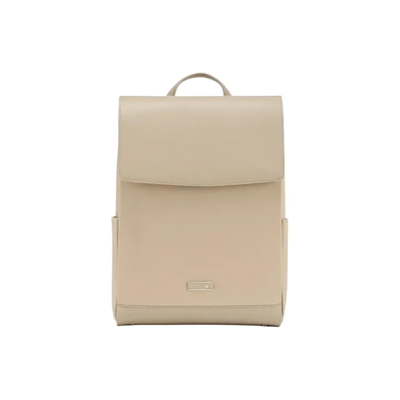 SAMSONITE Fabric With Cow Leather Backpack Women's Beige-0
