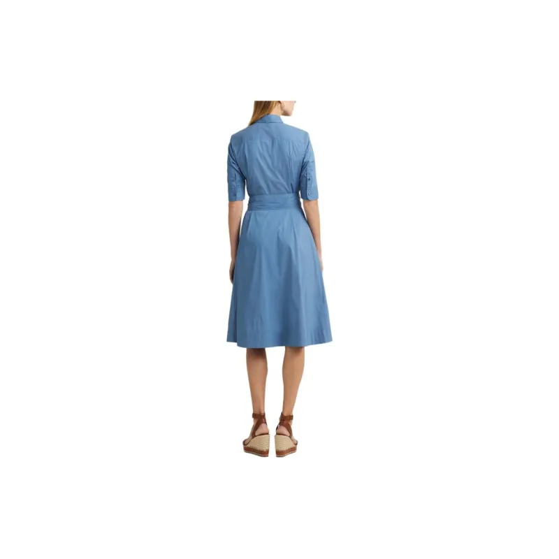 Polo Ralph Lauren SS24 Short Sleeved Dress Women's Light Sky Blue-2