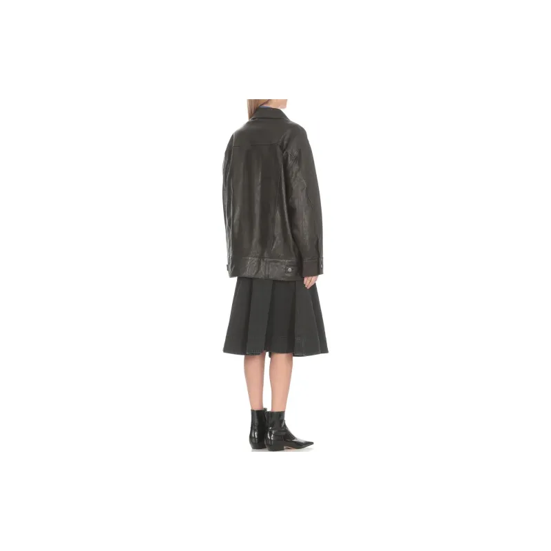 KHAITE Grizzo Leather Jacket 'Black'-2