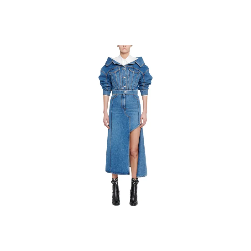Alexander McQueen Cropped Denim Jacket-1