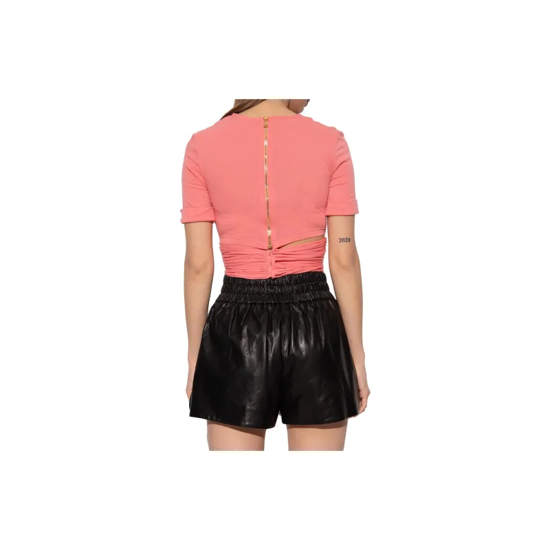 BALMAIN Twist detail Cropped T shirt-2