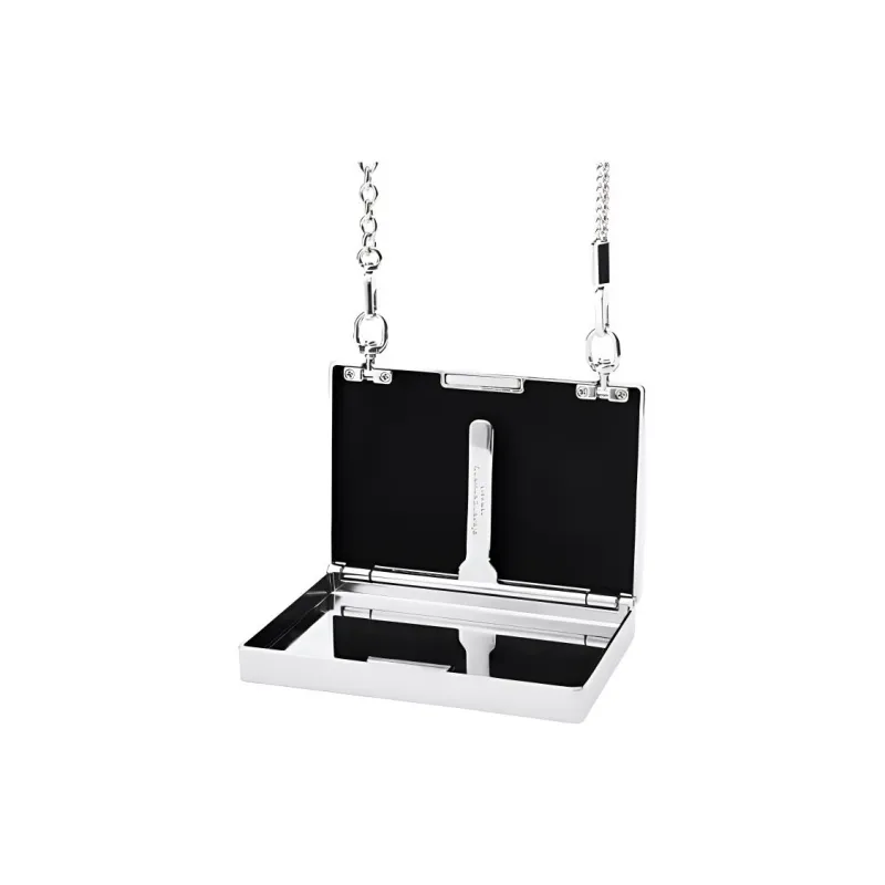 Alexander Wang Metal Clutch Crossbody Bag Shoulder Bag Necklace Pouch Women's Silver-4