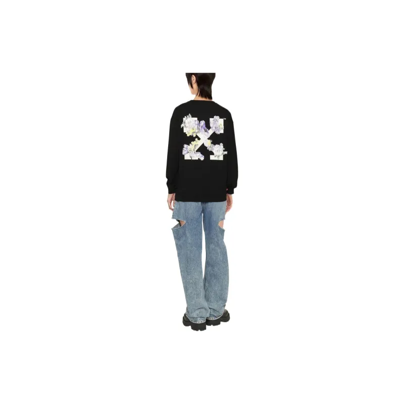 OFF WHITE Flower Arrow Ls Over Cas Tee Black/Multi-2