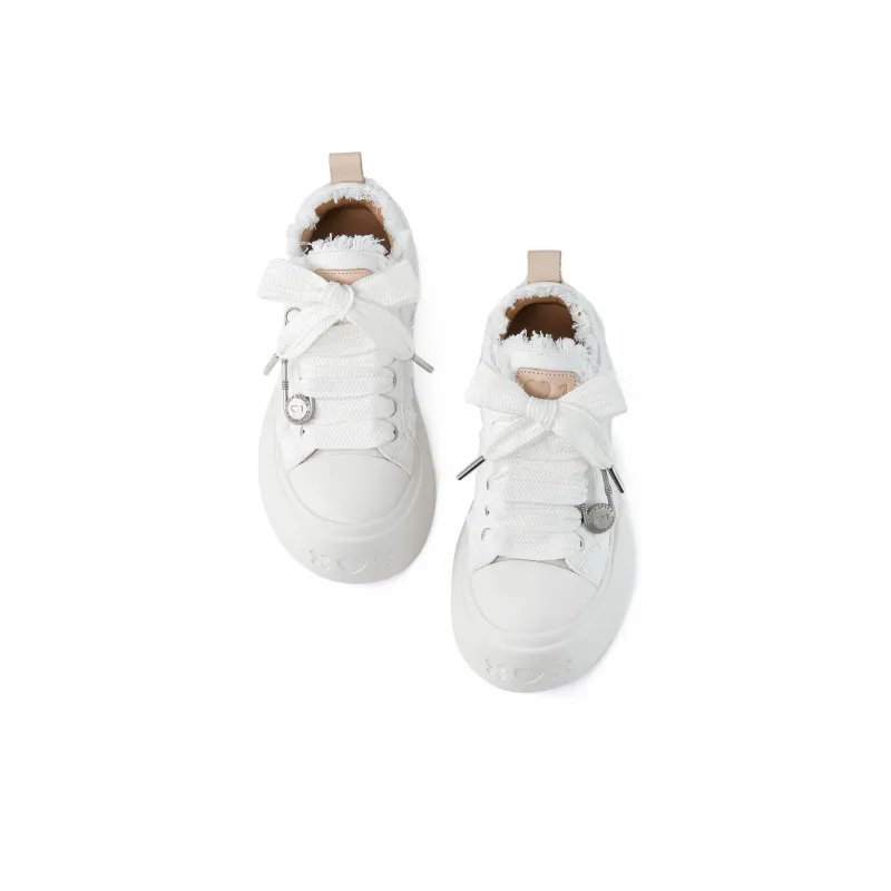 SOAP OPERA Anti Slip And Wear Resistant Height Increasing Low Top Skateboard Shoes 5cm Unisex White-3