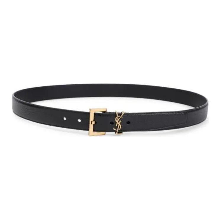 SAINT LAURENT Monogram Square Buckle Belt-0