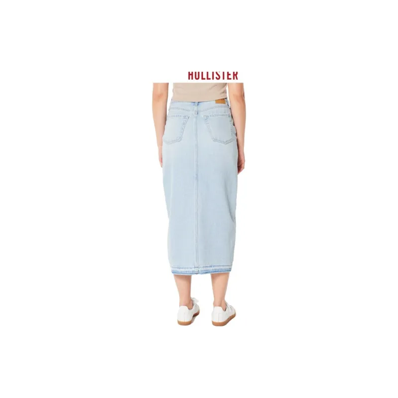 Hollister Denim Long Skirts Women's Light Blue-2