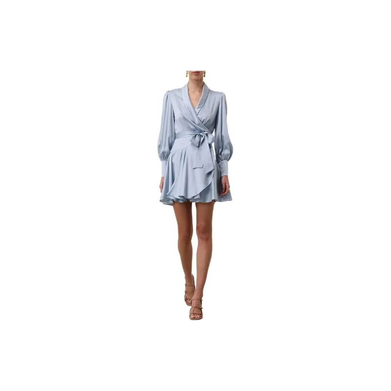 Zimmermann FW24 Long Sleeved Dress Women's Light Blue-1