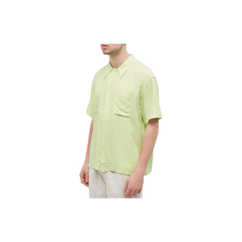 Stussy Contrast Pick Stitched Shirt 'Lime'-4