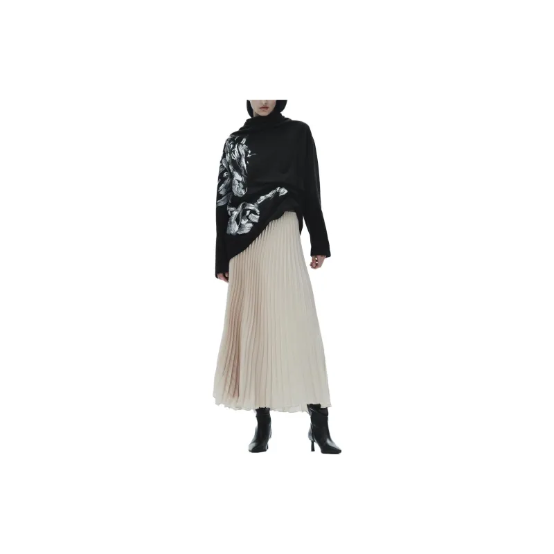 ZARA Casual Long Skirts Women's Champagne-1