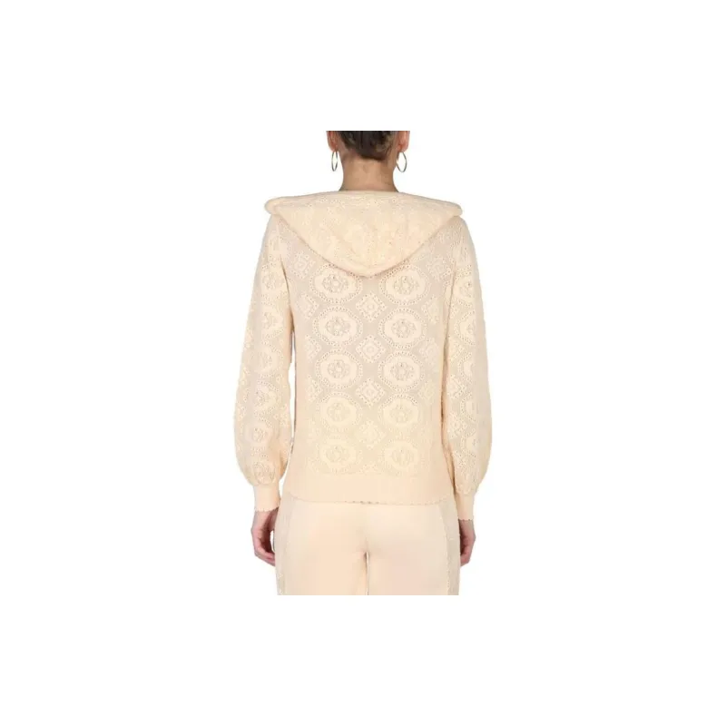 MOSCHINO V-Neck Pattern Knit Hoodie-3