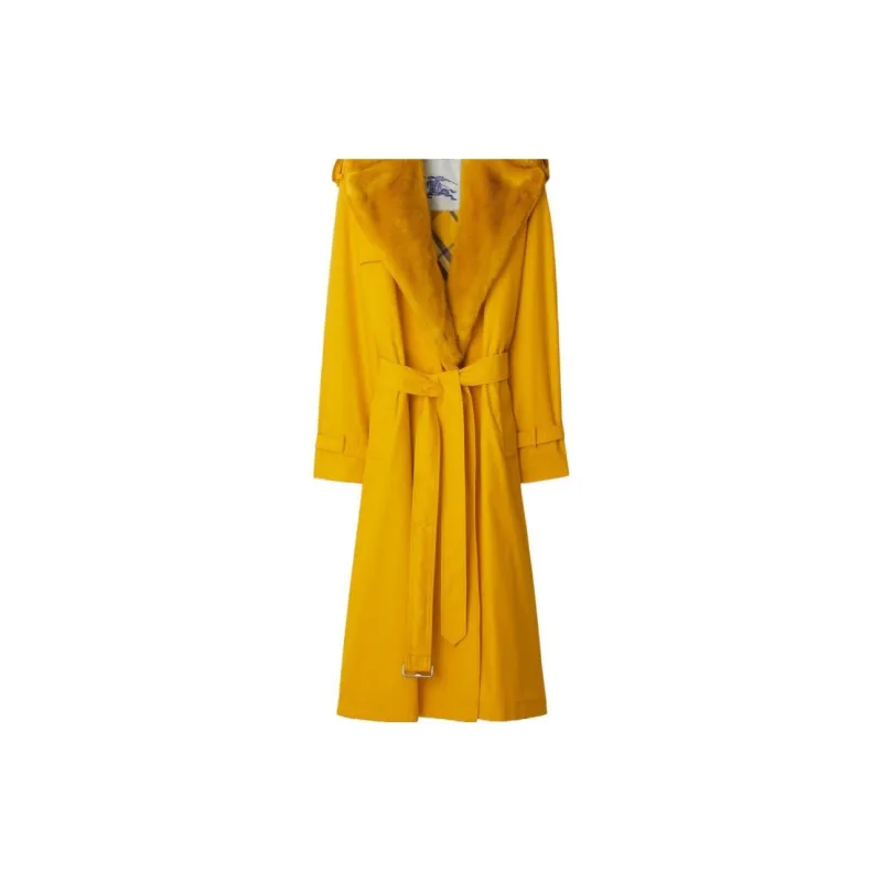 Burberry Trench Coats Women's Yellow-5