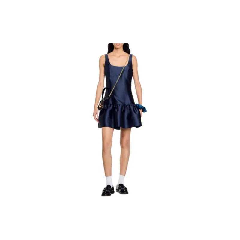 Sandro Peplum hem Satin Minidress-1