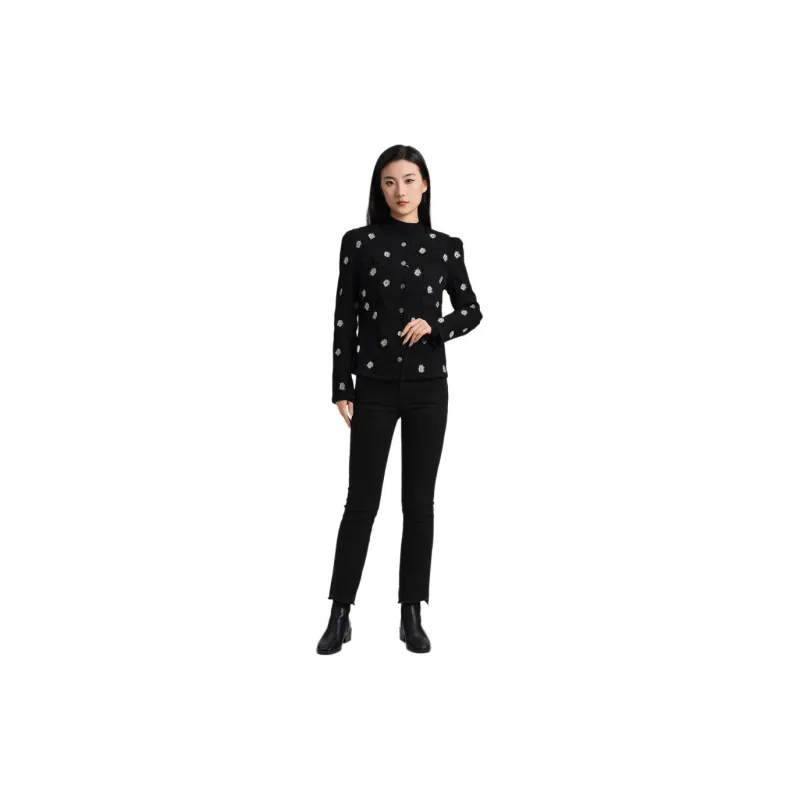 Blood Glitter Denim Jacket Women's Black Floral-1