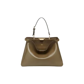 FENDI Peekaboo Calfskin Handbag Large Size Women's Green