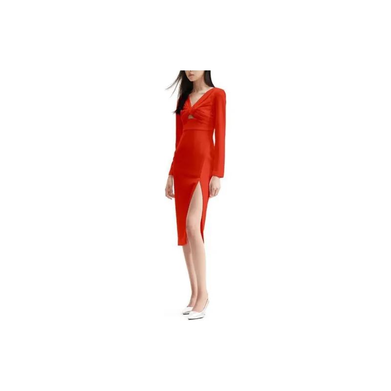 Self portrait Long Sleeved Dresses Women's Bright Orange-3