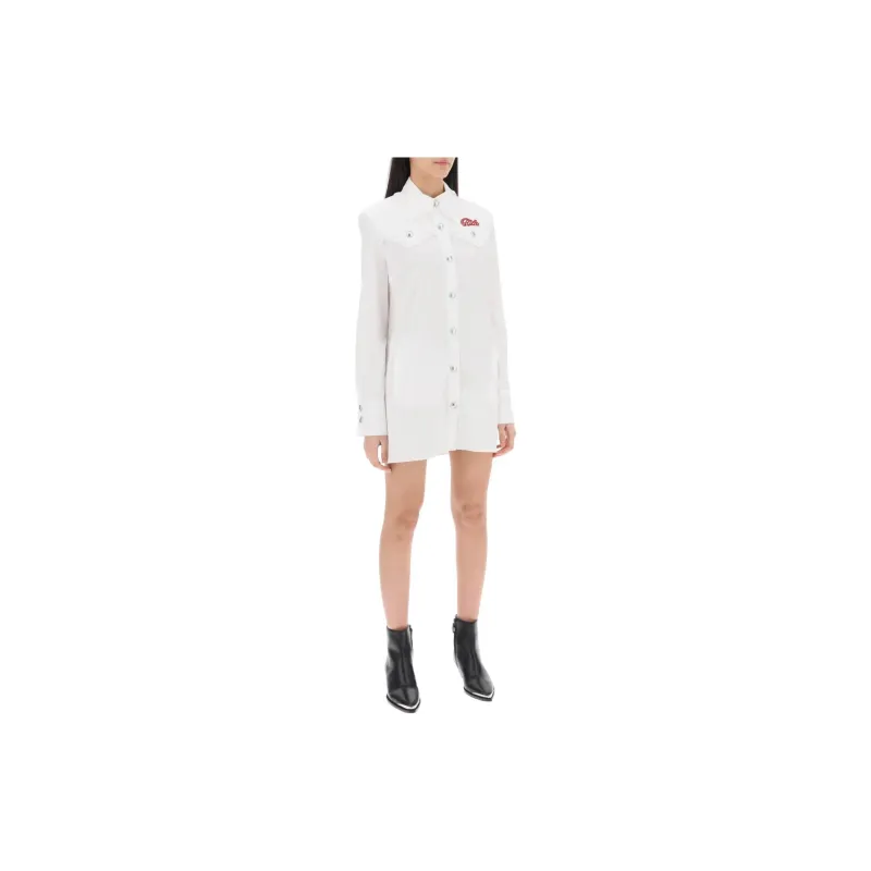 Alessandra Rich Logo patch Lace trim Minidress-1
