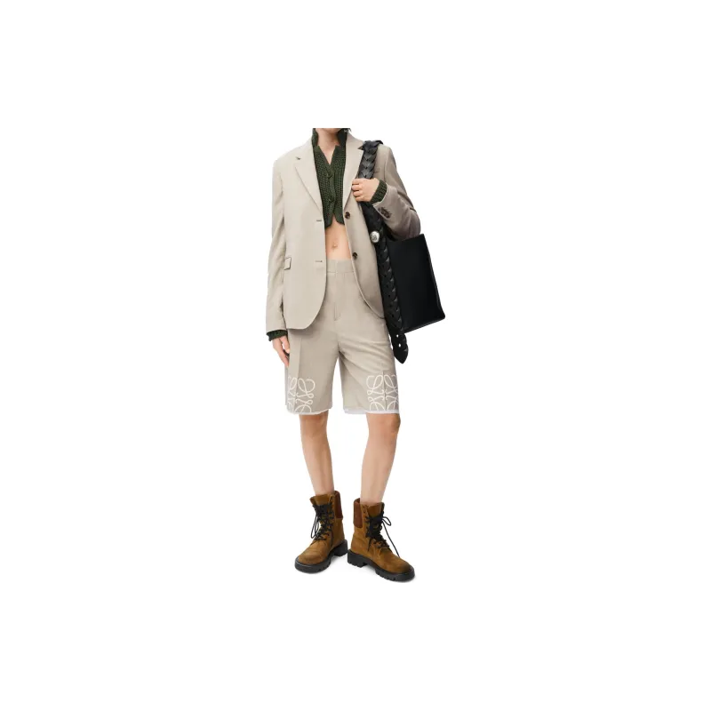 LOEWE Anagram Shorts 'Light Beige Melange'-3
