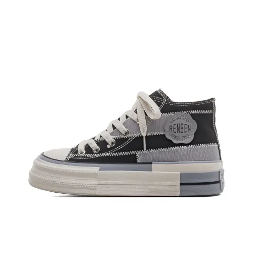 RENBEN Wear Resistant Lightweight Height Increasing High Top Canvas Shoes Women's Black