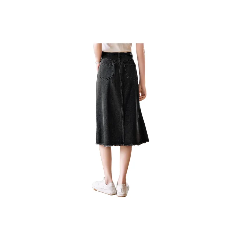 XWI Denim Long Skirt Women's Black Gray-2