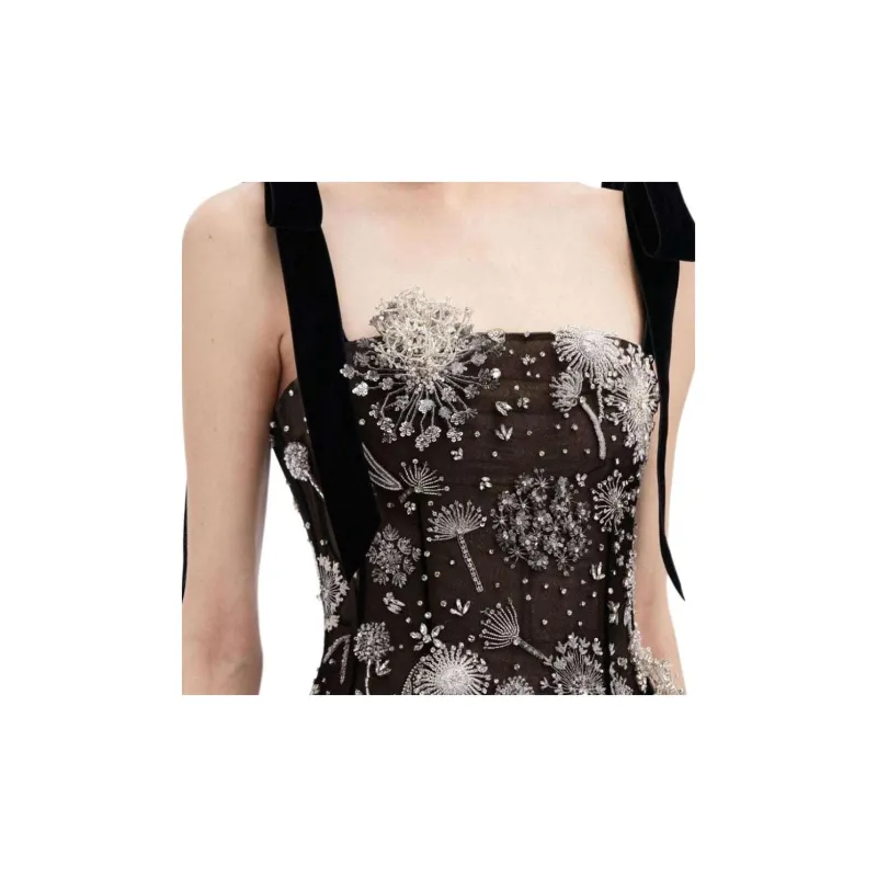OSCAR DE LA RENTA FW24 Slip Dresses Women's Black Silver-4