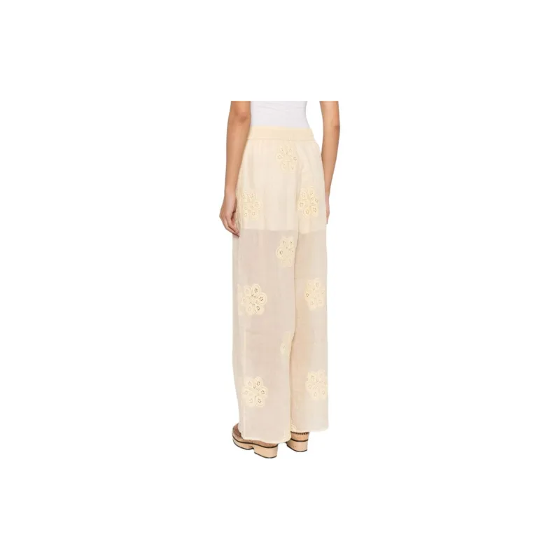 Zimmermann Acadian Floral embroidered Ramie Trousers-2