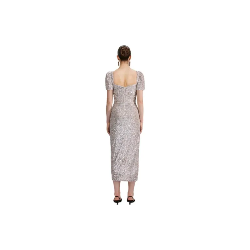 Self-portrait Short-Sleeved Dresses Women's Silver-2