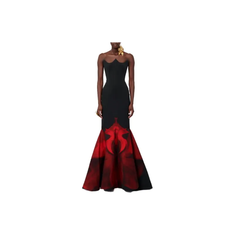 Alexander McQueen Sleeveless Dresses Women's Black Red-1