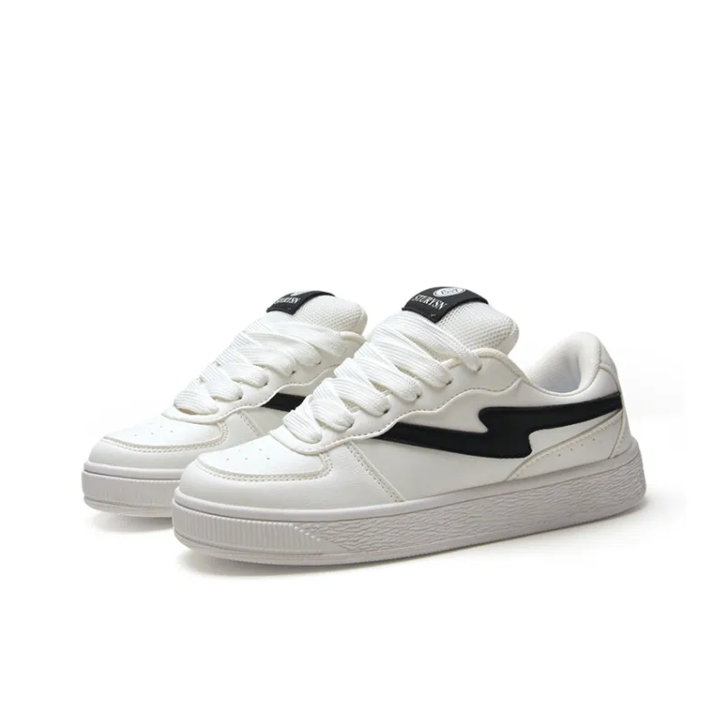 STUR YSN Wear resistant And Lightweight Low Top Skateboard Shoes Unisex White Black-1