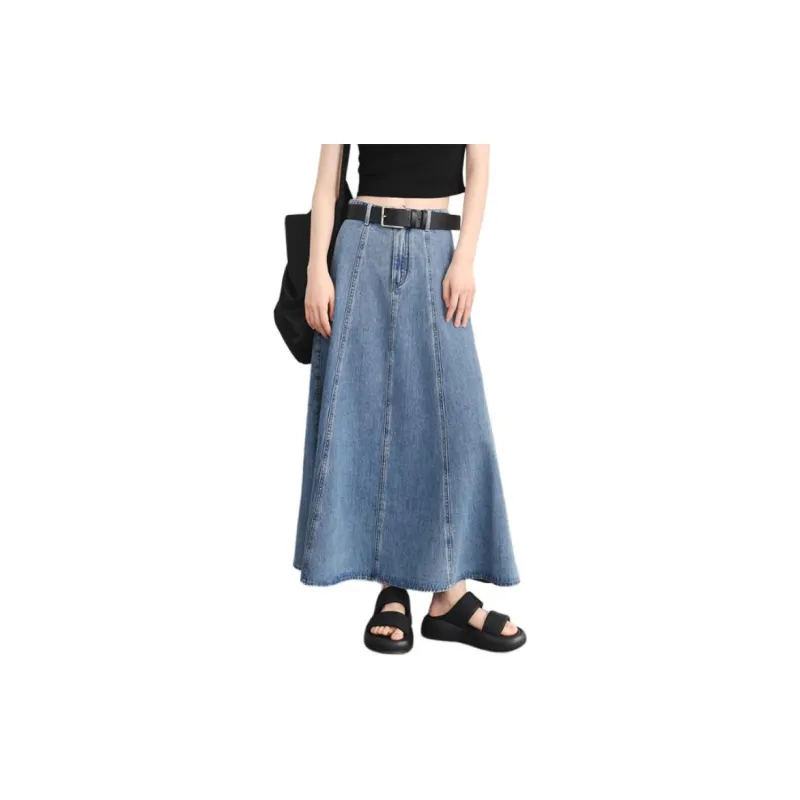 Orange Desire Denim Long Skirts Women's Vintage Light Blue-1