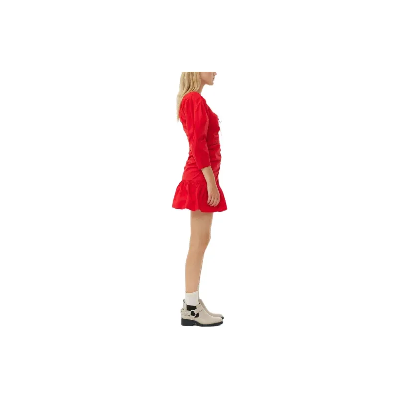 GANNI Gathered Poplin Minidress-4