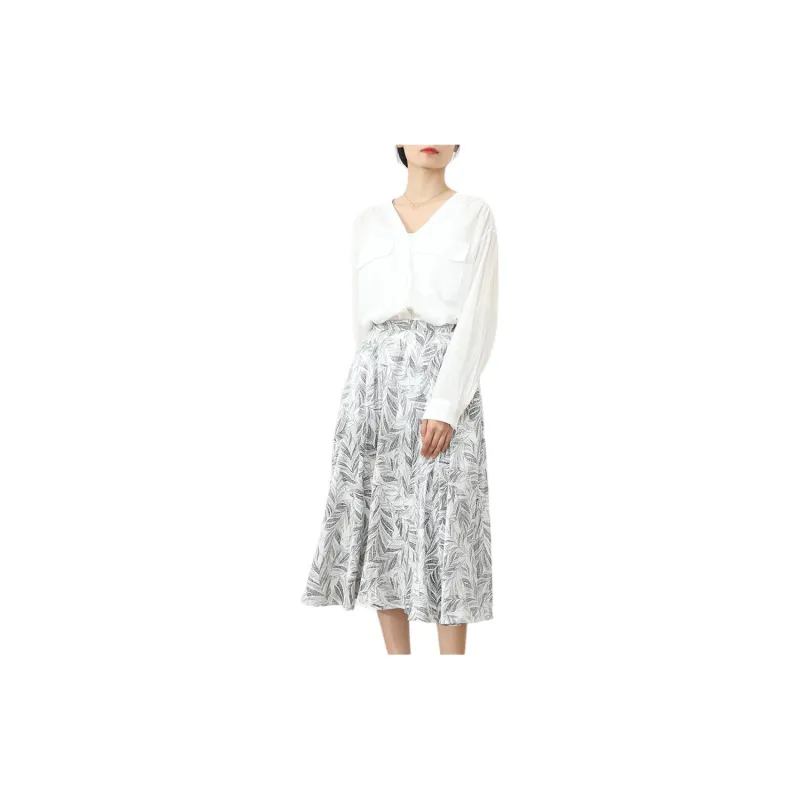 No Restrictions Casual Long Skirts Women's Black And White Print-1