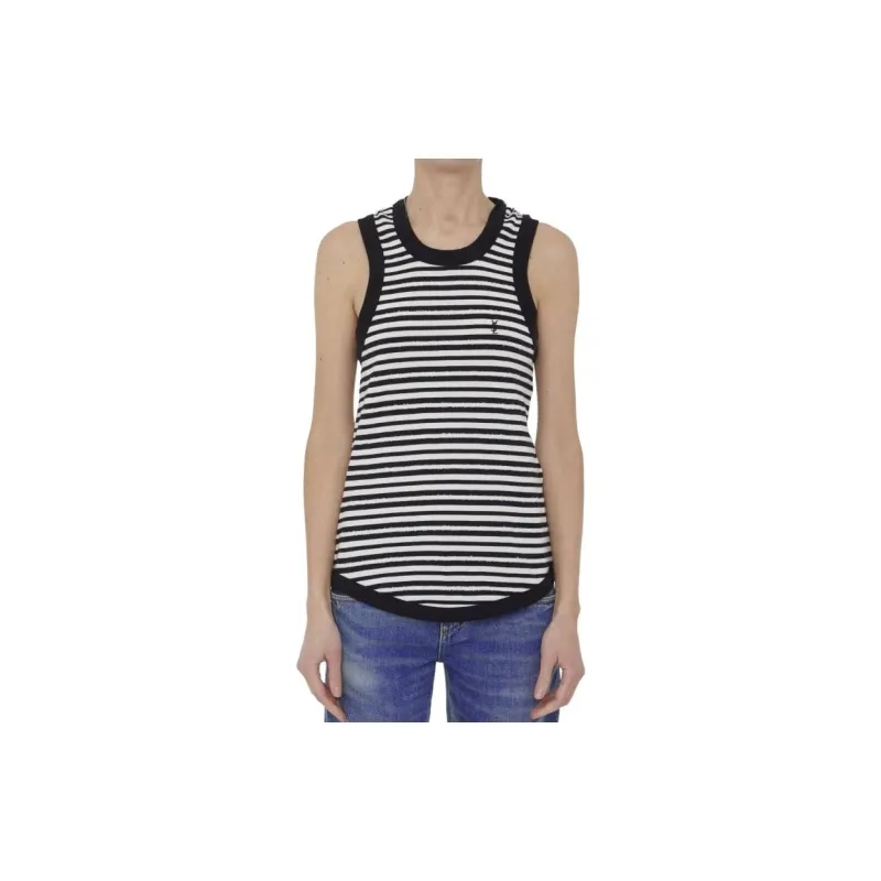 SAINT LAURENT Cassandre Striped Tank Top-2