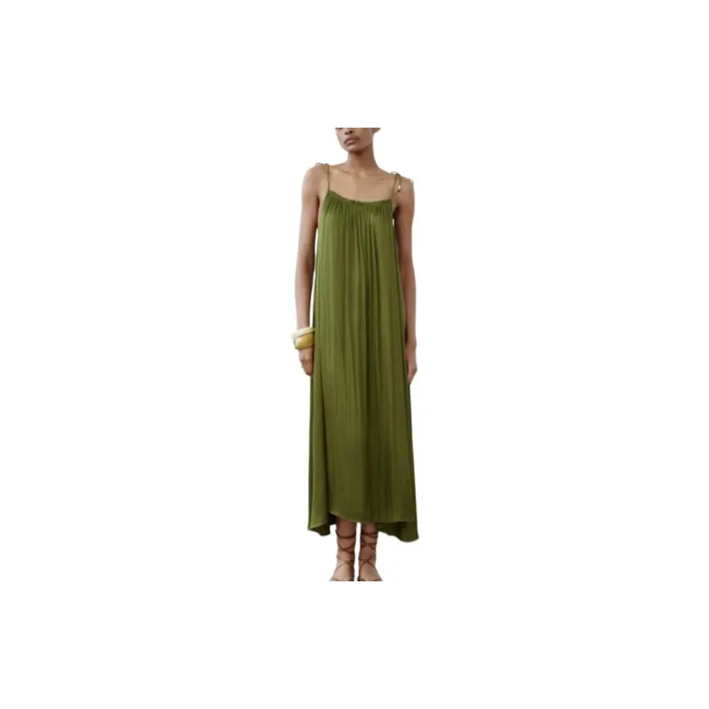 ZARA Slip Dresses Women's Green-3