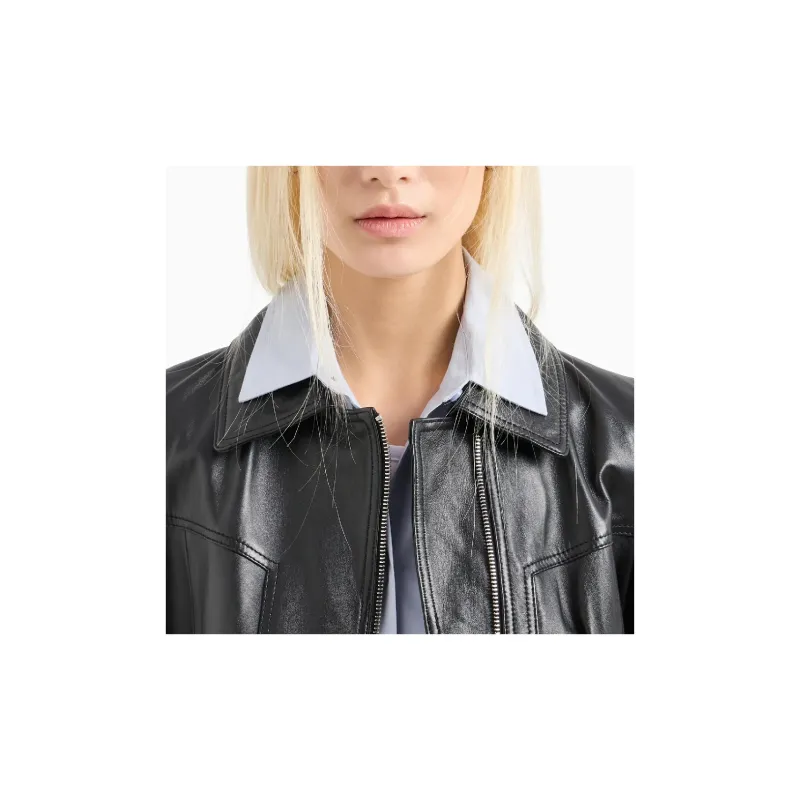 ARMANI EXCHANGE Zipped Buckle Fastened Leather Jacket-5