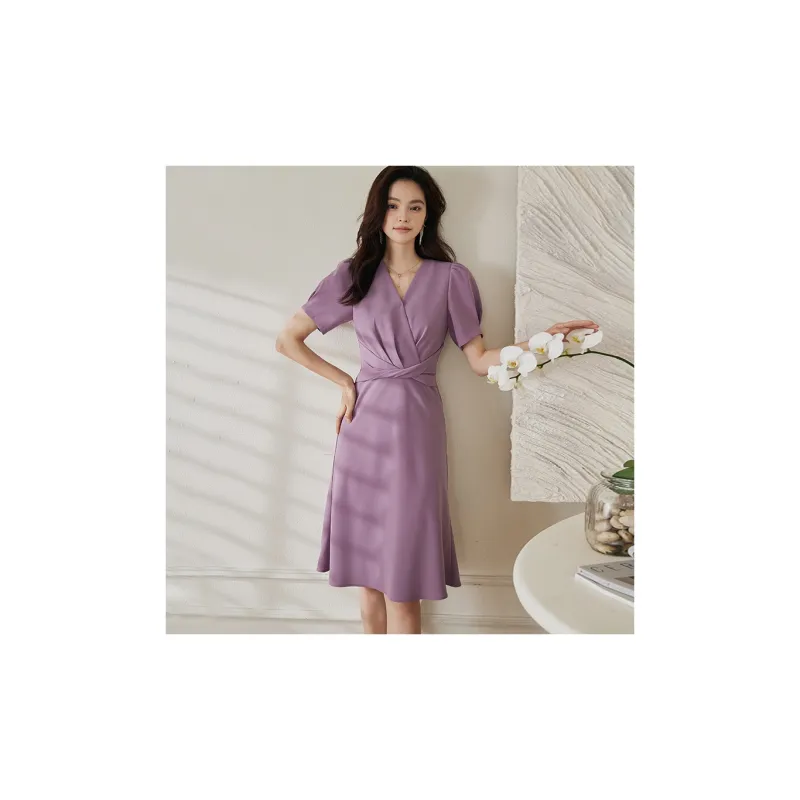 ROEYSHOUSE Short Sleeved Dresses Women's Light Purple-2