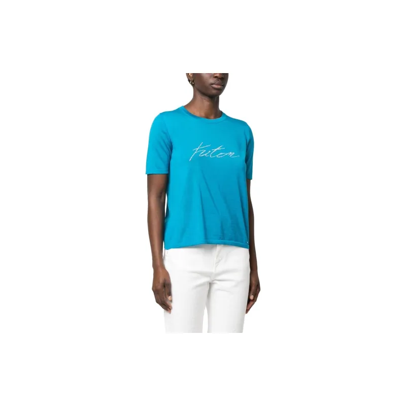 KITON Jacquard logo Fine knit T shirt-2