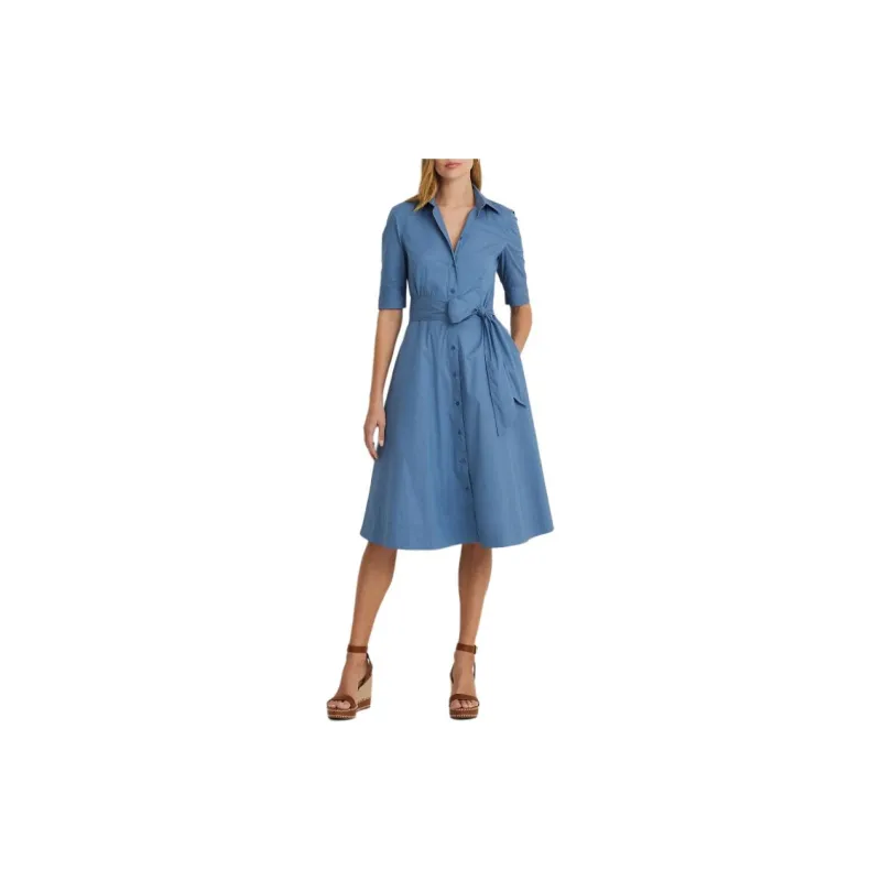Polo Ralph Lauren SS24 Short Sleeved Dress Women's Light Sky Blue-1