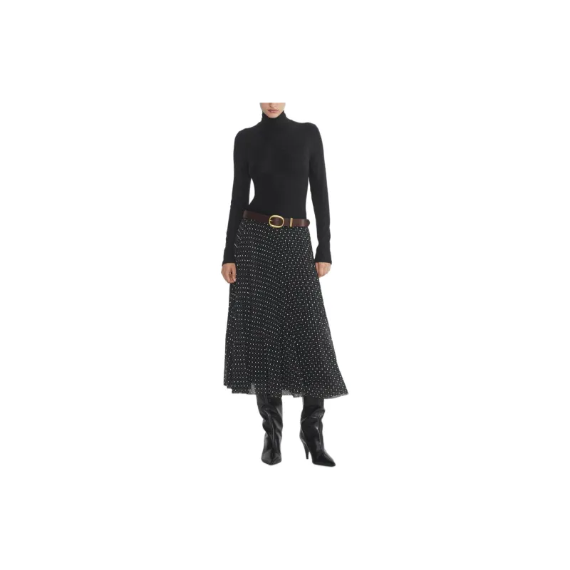 ARITZIA Wilfred New Twirl Pleated Skirt Casual Long Skirts Women's Black/White-2