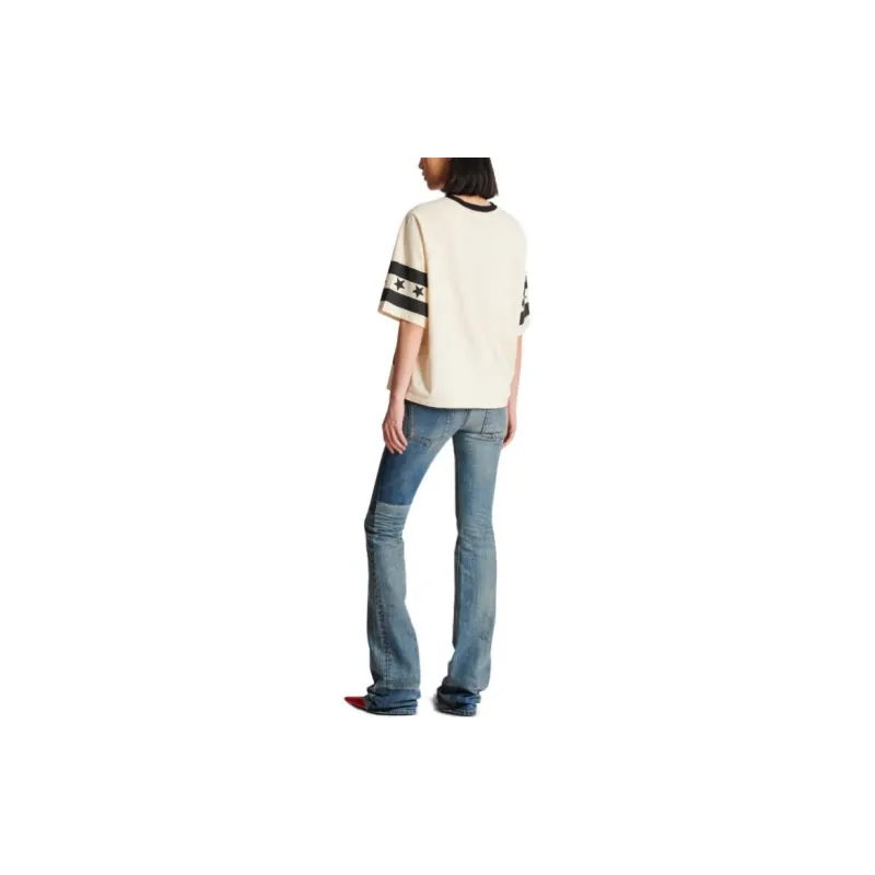 BALMAIN Signature Stars Bulky T Shirt 'Cream/Black'-2