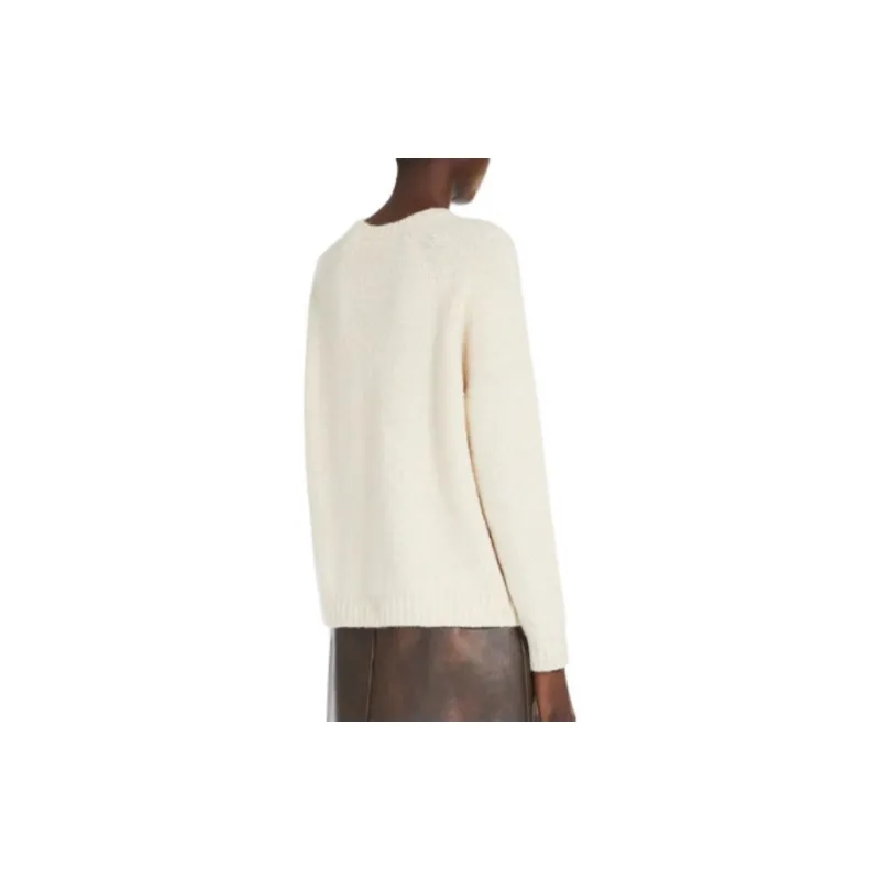 WEEKEND MaxMara Ghiacci Collection Alpaca And Cotton Sweater Women's White-4