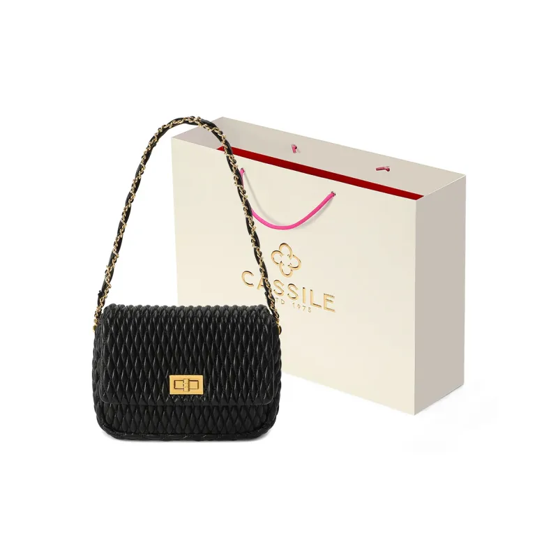 CASSILE Synthetic Leather Shoulder Bag Crossbody Bag For Evening Out Regular Women's Black-0
