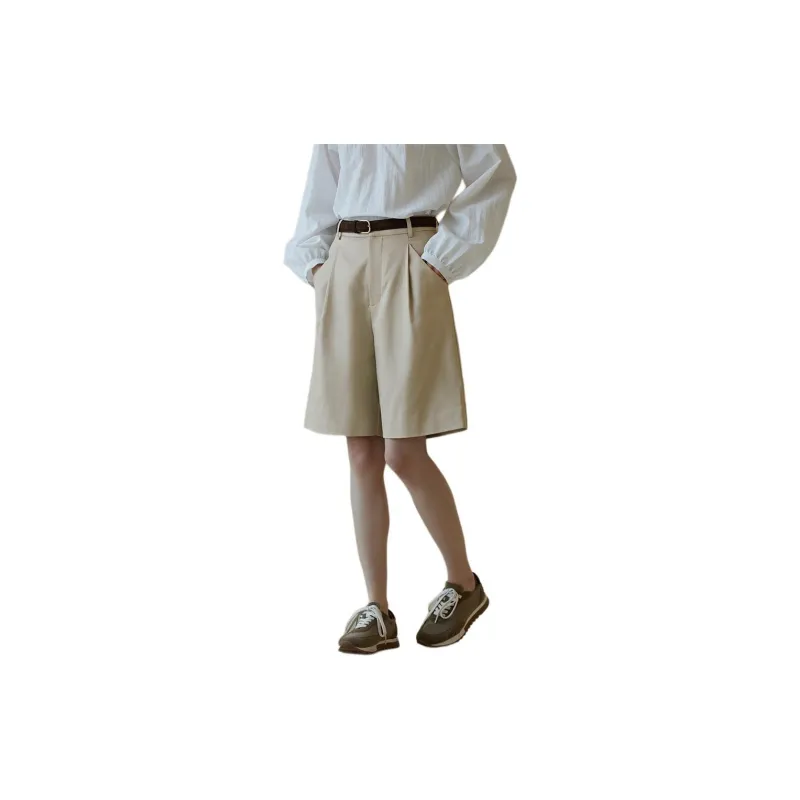 Hacikis Casual Shorts Women's Sweet Cheese Beige-1